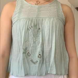 Pastel green embroidery top